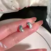 Estilo Coreano Sencillo Liso Plata Frijol Tornillo Perla Redonda Uña del Hueso de la Oreja Guisante Pequeño S925 Plata de Ley Luna Clavo de Oreja Gratis