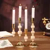 Porta-Velas de Madeira com Contas Criativo Estilo Francês de Luxo Leve, Porta-Velas de Mesa para Jantar à Luz de Velas, Porta-Velas de Decoração para Mesa de Jantar em Casa e Casamento
