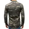 Camisa para Hombre de Comercio Exterior Camuflaje Europeo y Americano Bolsillo Doble Manga Larga Ropa de Mezclilla Talla Europea de Hombre Camisa tipo Frock para Montañismo al Aire Libre