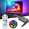 Tira de luz sincronizada para fondo de TV con Bluetooth inteligente, tira de luz ambiental de música para monitor de computadora TV que cambia de color