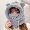 Gorro Cálido de Invierno para Mujer con Forro Polar, Gorro Grueso Integrado con Máscara y Bufanda, Gorro Pulóver a Prueba de Viento para Montar al Aire Libre, Gorro para Tormenta de Nieve