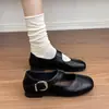 Zapatos Mary Jane de Punta Cuadrada Estilo Francés para Mujer 2026 Otoño Nuevos de Correa Única Suela Plana Cómodos Versátiles de Corte Bajo de Moda Zapatos Individuales