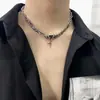 Colar masculino de aço titânio, não desbota, de alta qualidade, versátil, joias da moda hip-hop, acessórios retrô simples e únicos para mulheres