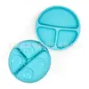 Plato de Silicona para Comida de Bebé con Ventosa Reforzada, Bol de Silicona con Tapa, Vajilla de Silicona Dividida con Cara Sonriente para Alimentación