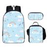 Exportación Transfronteriza Perro Orejón Cinnamoroll Perro Canela Mochila Escolar Estudiante Set de Tres Piezas Bolsa para Comida Bolsa para Lápices Mochila