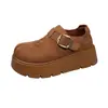 En stock~ Zapatos Birkenstock para mujer de cuero genuino con suela gruesa para aumentar la altura, mocasines casuales ligeros y cómodos para mujer