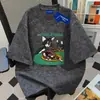 Camiseta de Verano de Algodón Puro Pesado, Corte Holgado, Estilo Perezoso Adelgazante, Longitud Media, Tie-Dye, Cuello Redondo, Manga Corta, Camisetas Unisex para Pareja
