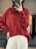 Dobladillo cuello alto medio simple color liso tres flores Suéter para mujer de punto para ir al trabajo elegante todo lana otoño e invierno Nuevo tejido