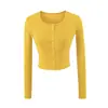 Chaqueta de Punto Otoño Temprano Estilo Nuevo Un Botón Protección Solar Ajustada Camiseta Estilo Americano Puro Deseo Sexy Cuello Redondo Manga Larga