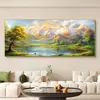 Pintura de Paisagem Pendurada Minimalista Moderna com Moldura de Metal Pintada por Spray e Porcelana de Cristal, Pintura Decorativa para Sala de Estar, Arte de Parede Especialmente Fornecida por Empresas de Decoração