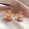 "Cosas buenas suaves" diseño nicho aretes de flor transparentes para mujer plata S925 joyería para la oreja
