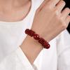 Pulsera de Estilo Étnico Pulsera Doble Pixiu de Cinabrio Imitación Pulsera de Arena Dorada Púrpura Pulsera de Cuero para Hombre Pulsera de Cinabrio Imitación