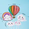 Decoraciones Coloridas de Globos Aerostáticos 3D y Nubes para Pastel Toppers Creativos de Dibujos Animados para Cumpleaños Infantil Inserciones para Mesa de Postres para Hornear