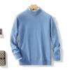 Suéter de cachemira de otoño e invierno para hombre, de grosor medio, sin costuras, para jóvenes, de cuello alto medio, de color sólido, ropa de primera línea, camisa de punto de lana, ropa exterior
