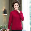 Suéter de lana de otoño e invierno para madre de manga larga con cuello alto, suéter grueso para mujeres de mediana edad y mayores, suéter de moda jacquard
