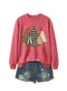 Amazon eBay loja independente moda casual feminina seis árvore de Natal estampa de leopardo marrom xadrez preto e branco moletom para exportação