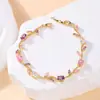 Nuevo E-commerce Transfronterizo Europeo y Americano Diseño Sencillo Forma de Hoja Elegante Nicho Versátil Chapado en Cobre Oro de 18 Quilates Color Pulsera