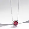 Colar de Prata S925 com Pingente de Pedra Preciosa Vermelho Sangue de Pombo, Corrente Cravejada de Diamantes, Item de Luxo de Alta Qualidade Mais Vendido, Versátil para Mulheres, Em Estoque Atacado