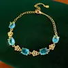 Pulseira de flor oval com zircônia banhada a ouro 18k real, sensação de luxo leve e de alta qualidade, joia de nicho única e elegante