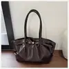 Bolsa Tote Plissada Retrô de Grande Capacidade Moda Transfronteiriça 2026 Nova Bolsa Casual para Ombro/Axila para Trabalho e Dia a Dia para Mulheres