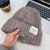 Sombrero de Mujer Otoño e Invierno Grueso Cálido Protección para las Orejas Circunferencia de Cabeza Grande Mostrando Cara Pequeño Sombrero de Lana Estilo K Versátil Holgado Sombrero de Punto