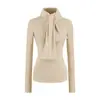 Desejo Puro Camisa Base de Renda Escovada com Cadarço Manga Longa Feminina Outono Nova Temperamento Suave Ajuste Slim Camiseta Interna Top