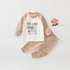 Conjunto de Roupas de Outono com Elefante Brincando com Gato Mimi Baby Algodão Puro Cintura Alta Proteção da Barriga Fenda Quatro Estações Pijama Sem Ossos Roupas de Casa