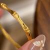 Pulseira Vintage Italiana Slub Escovada Luxo Leve de Alta Qualidade Retenção de Cor Alta Banhada a Ouro Real Folha de Bambu Exquisita Pulseira Guofeng
