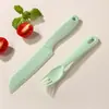 Juego de cuchillos de seguridad para niños jardín de infantes educación temprana vajilla cuchillo de plástico cuchillo de enseñanza para frutas juego de tabla de cortar de plástico
