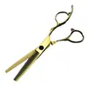 Tesoura de Cabeleireiro 6.0 polegadas Dourada DL-18 Padrão Flor de Ameixa, Tesoura de Corte de Cabelo, Tesoura Reta, Tesoura Desbastadora