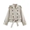 ZA Ropa de Mujer para Comercio Exterior Europeo y Americano AliExpress Venta Caliente Chaqueta Cortavientos de Moda con Botones Abrigo de Lana