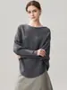 Suéter irregular de cachemira tipo murciélago de un solo hombro para mujer, suéter casual de manga larga, jersey versátil y moderno para usar en capas