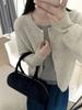 Nuevo Suéter de Lana para Mujer Otoño e Invierno Estilo Coreano Hilo Floral Color Sólido Cuello Redondo Encaje 100% Lana Tejido Cardigan Suéter