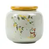 Pote de Chá Redondo Minimalista Flor de Osmanthus Gatinho Pote Selado Cinza Cerâmica Fino Pote de Armazenamento de Chá de Alta Qualidade