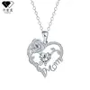 Collar de doble corazón y rosa europeo y americano para mujer, diseño de moda de lujo ligero con incrustaciones de circonita, cadena versátil para la clavícula con colgante de letra "mamá"