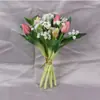 Tulipanes de Goma Suave Acompañados de Gypsophila de Goma Suave, Ramo de Novia, Decoración para el Hogar de Boda, Decoración de Mesa, Fotografía