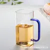 Taza de Vidrio de Borosilicato Alto para Té Verde y Té Negro, Engrosada para Bebidas Frías, Adecuada para Uso en Oficina y Hogar, Forma Cuadrada con Asa, Resistente al Calor y al Frío