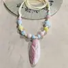Collar con colgante de campana de mariposa de cerámica de estilo étnico retro para mujer, diseño nuevo y moderno, cadena larga para suéter, accesorios