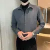 Camisa de manga comprida com efeito de duas peças, casaco, camisa masculina casual, de alta qualidade, slim fit, bonita, com lapela, para primavera e outono