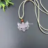 Novo Colar Máscara de Raposa de Ágata Calcedônia Natural, Estilo Chinês Estético Raposa Pingente de Calcedônia Azul Joias de Jade