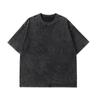Playera de Manga Corta 240g de Peso Pesado Lavada Desgastada Oversize Retro Holgada con Hombros Descubiertos Trendy