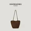 Bolso bandolera de gamuza transfronterizo coreano para mujer, adecuado para ir al trabajo, casual, moderno, vintage, estilo versátil, diseño de ciervo, bolso tote tipo cubo moteado