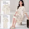 Camisola para Mulheres, Verão 100% Algodão com Bojo, Manga Curta, Cinza Creme Roupa de Casa, Pijama de Verão para Mulheres, Novo Estilo 2026
