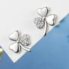 Novo estilo trevo diamante stud brincos leves luxo joias orelha texturizada temperamento elegante simples estilo frio design para meninas