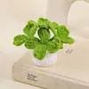 Planta em vaso pequeno de trevo de quatro folhas, flor de lã tricotada à mão, decoração de casa, ornamento transfronteiriço, presente de crochê para o Dia do Professor, Festival Qixi, Dia dos Namorados