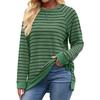 Camiseta informal holgada de manga larga con cuello redondo y contraste de color a rayas para mujer, otoño e invierno 2024, comercio exterior transfronterizo de Amazon Europa y Estados Unidos
