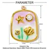 Série Oceano Pingente de Concha com Gotejamento de Óleo Aço Titânio DIY Colar Feminino Peixe Dourado Algas Brincos Joias de Aço Inoxidável Pingente