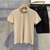Camiseta Masculina Versátil Elegante com Lapela Manga Curta 2024 Verão Nova Polo Respirável Top de Manga Curta Tendência