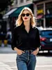 Camisa Blanca Nueva de Primavera y Otoño para Mujer Camisa Holgada de Manga Larga Ropa de Trabajo para Mujer de Comercio Exterior Estación Independiente Europea y Americana Transfronteriza