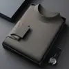 Nuevo Suéter Delgado de Seda de Morera + Lana de Oveja de Cuello Alto Largo para Hombre Camiseta Interior de Punto para Hombre Lana t